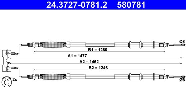 ATE 24.3727-0781.2 - Cable, parking brake autospares.lv