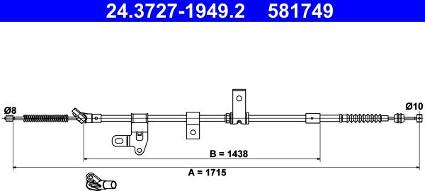 ATE 24.3727-1949.2 - Cable, parking brake autospares.lv