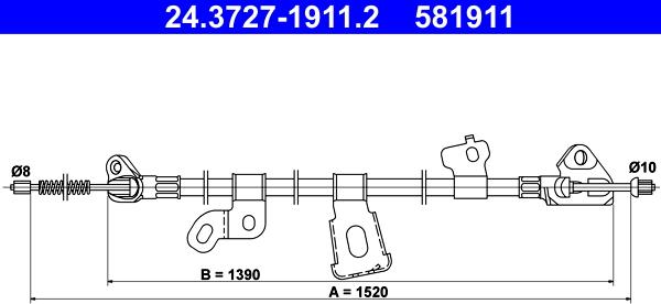 ATE 24.3727-1911.2 - Cable, parking brake autospares.lv