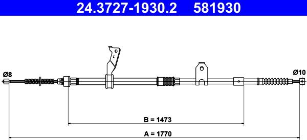 ATE 24.3727-1930.2 - Cable, parking brake autospares.lv