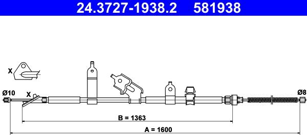 ATE 24.3727-1938.2 - Cable, parking brake autospares.lv