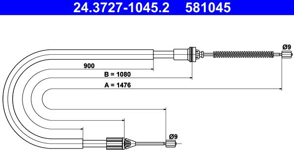 ATE 24.3727-1045.2 - Cable, parking brake autospares.lv
