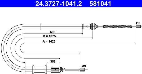 ATE 24.3727-1041.2 - Cable, parking brake autospares.lv
