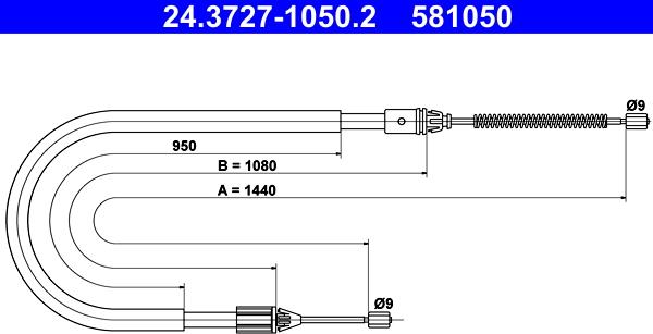 ATE 24.3727-1050.2 - Cable, parking brake autospares.lv