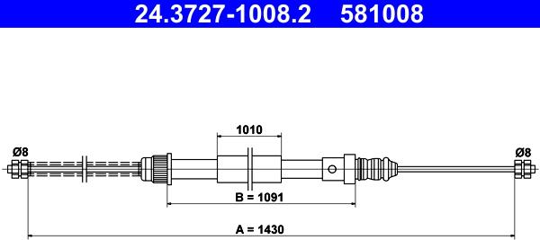 ATE 24.3727-1008.2 - Cable, parking brake autospares.lv