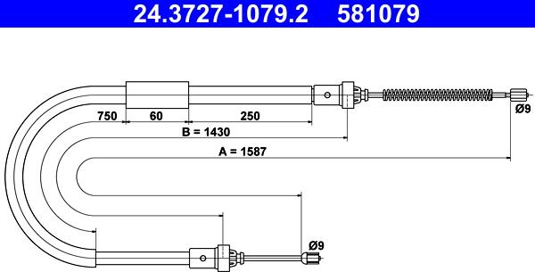 ATE 24.3727-1079.2 - Cable, parking brake autospares.lv