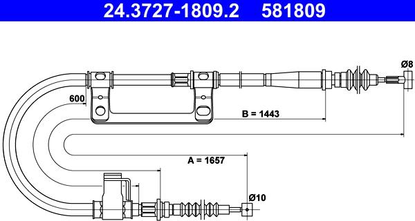 ATE 24.3727-1809.2 - Cable, parking brake autospares.lv