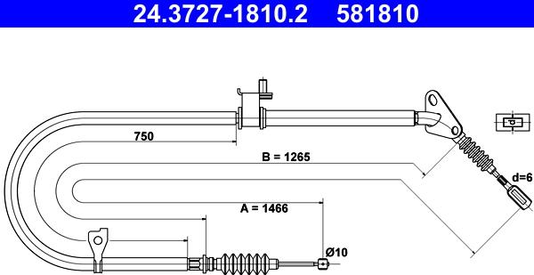 ATE 24.3727-1810.2 - Cable, parking brake autospares.lv