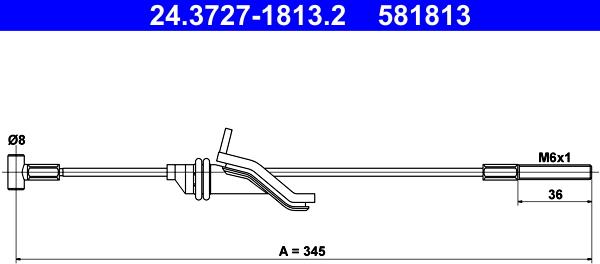 ATE 24.3727-1813.2 - Cable, parking brake autospares.lv
