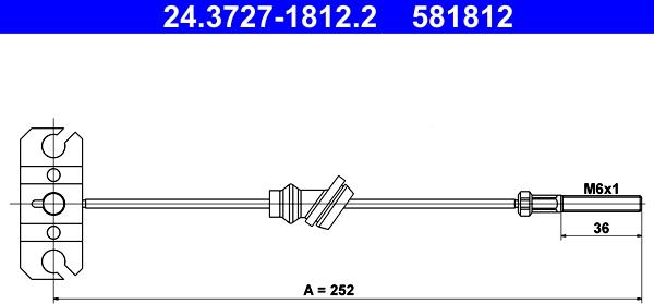 ATE 24.3727-1812.2 - Cable, parking brake autospares.lv