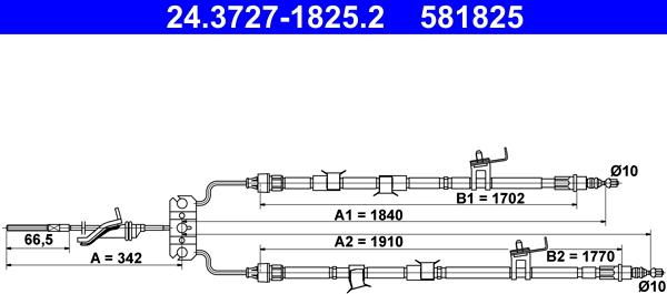 ATE 24.3727-1825.2 - Cable, parking brake autospares.lv