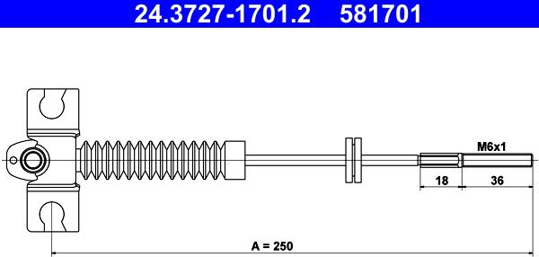 ATE 24.3727-1701.2 - Cable, parking brake autospares.lv