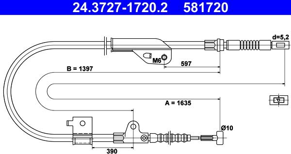 ATE 24.3727-1720.2 - Cable, parking brake autospares.lv