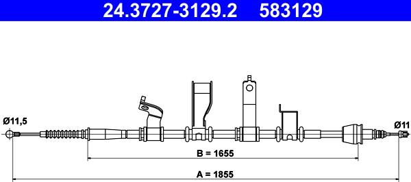 ATE 24.3727-3129.2 - Cable, parking brake autospares.lv