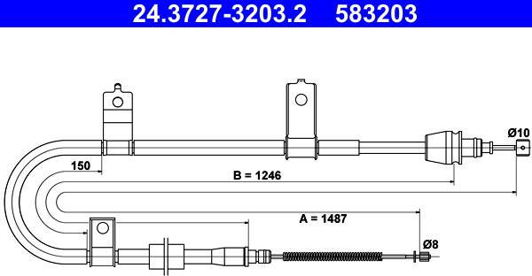 ATE 24.3727-3203.2 - Cable, parking brake autospares.lv