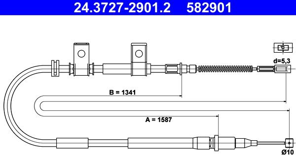 ATE 24.3727-2901.2 - Cable, parking brake autospares.lv