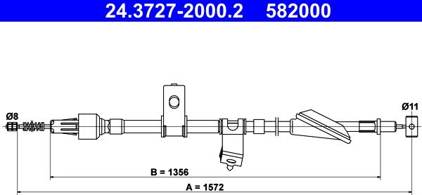 ATE 24.3727-2000.2 - Cable, parking brake autospares.lv