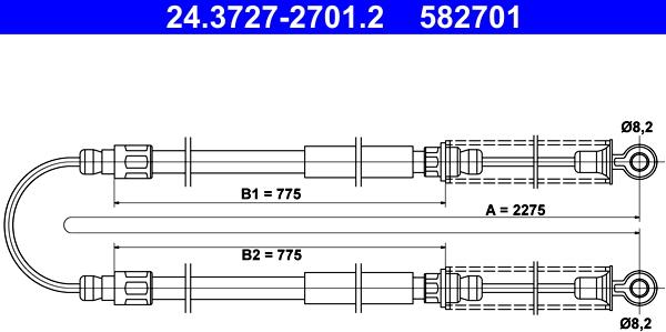 ATE 24.3727-2701.2 - Cable, parking brake autospares.lv