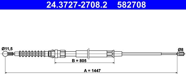 ATE 24.3727-2708.2 - Cable, parking brake autospares.lv