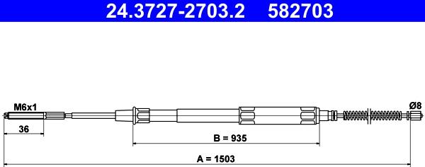 ATE 24.3727-2703.2 - Cable, parking brake autospares.lv