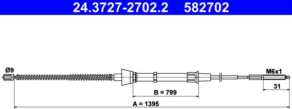 ATE 24.3727-2702.2 - Cable, parking brake autospares.lv