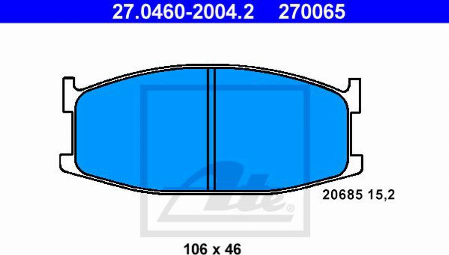 ATE 270065 - Brake Pad Set, disc brake autospares.lv