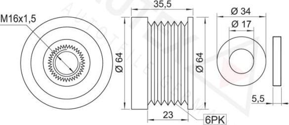 Autex 654292 - Pulley, alternator, freewheel clutch autospares.lv