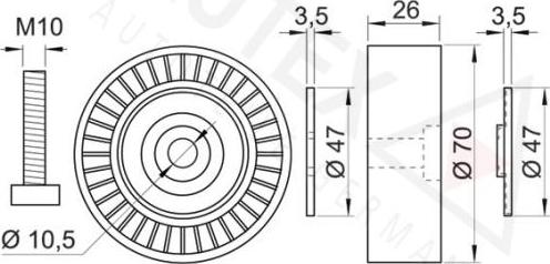 Autex 654257 - Pulley, v-ribbed belt autospares.lv