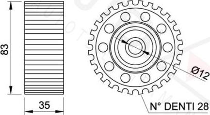 Autex 651830 - Deflection / Guide Pulley, timing belt autospares.lv