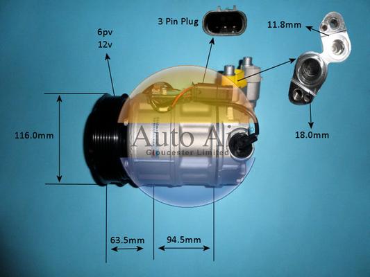 Auto Air Gloucester 14-9725P - Compressor, air conditioning autospares.lv