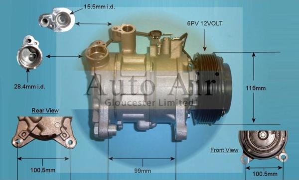 Auto Air Gloucester 14-0089P - Compressor, air conditioning autospares.lv