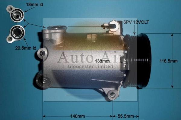 Auto Air Gloucester 14-1048P - Compressor, air conditioning autospares.lv