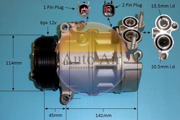 Auto Air Gloucester 14-1050P - Compressor, air conditioning autospares.lv