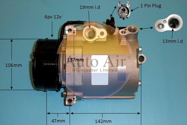 Auto Air Gloucester 14-1766P - Compressor, air conditioning autospares.lv