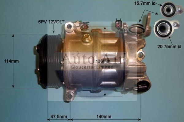 Auto Air Gloucester 14-2067P - Compressor, air conditioning autospares.lv