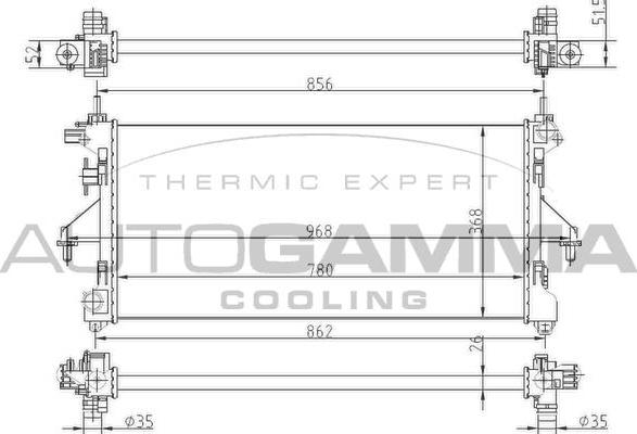 Autogamma 104254 - Radiator, engine cooling autospares.lv