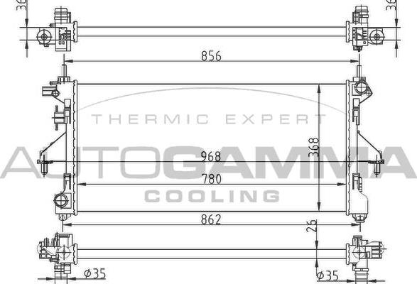 Autogamma 104255 - Radiator, engine cooling autospares.lv