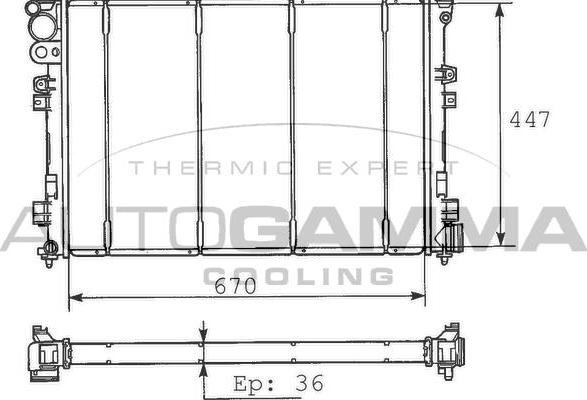 Autogamma 100187 - Radiator, engine cooling autospares.lv