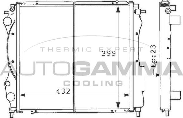 Autogamma 100884 - Radiator, engine cooling autospares.lv