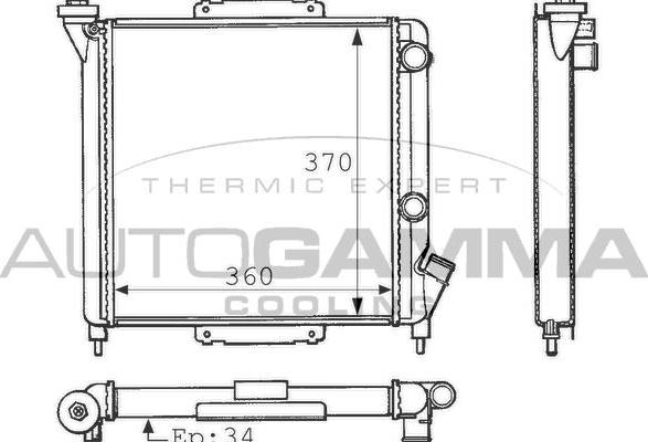 Autogamma 100825 - Radiator, engine cooling autospares.lv