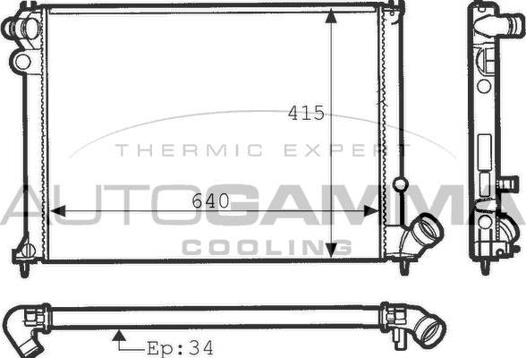 Autogamma 100784 - Radiator, engine cooling autospares.lv