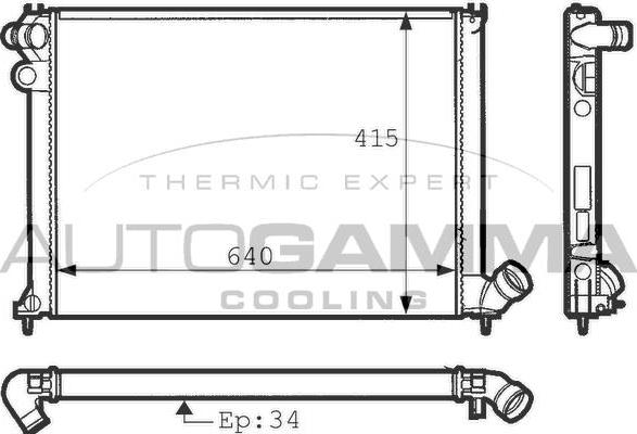 Autogamma 100780 - Radiator, engine cooling autospares.lv