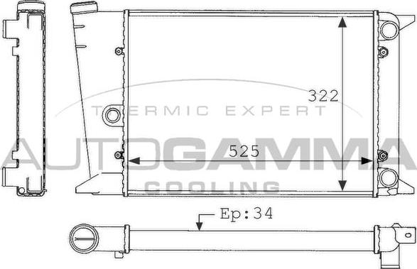 Autogamma 101050 - Radiator, engine cooling autospares.lv