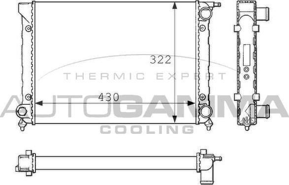 Autogamma 101051 - Radiator, engine cooling autospares.lv