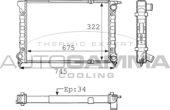 Autogamma 101053 - Radiator, engine cooling autospares.lv