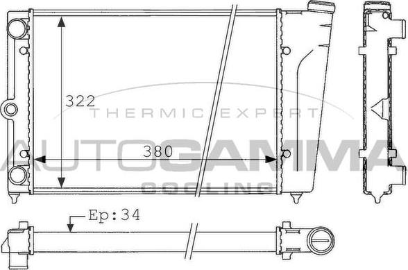 Autogamma 101039 - Radiator, engine cooling autospares.lv