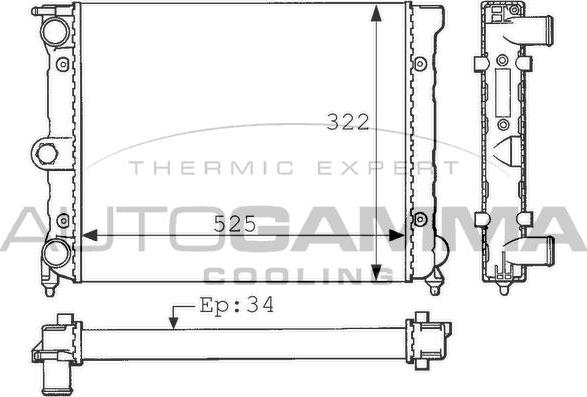 Autogamma 101038 - Radiator, engine cooling autospares.lv