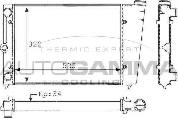 Autogamma 101037 - Radiator, engine cooling autospares.lv