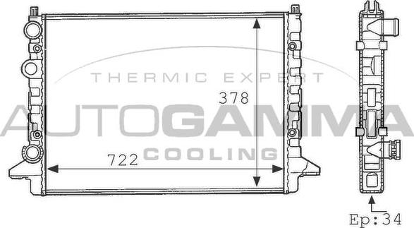 Autogamma 101077 - Radiator, engine cooling autospares.lv