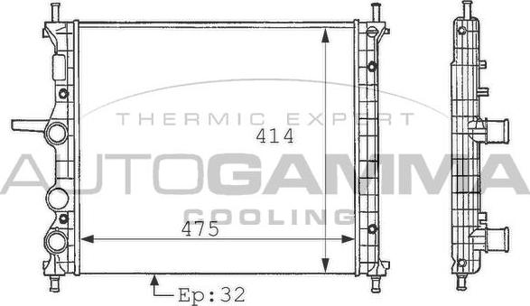 Autogamma 101166 - Radiator, engine cooling autospares.lv